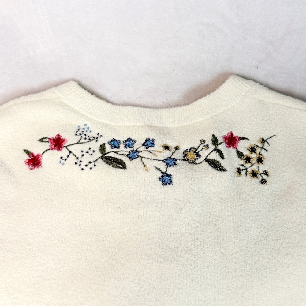 NWT Anthropologie NVLT Button Front Embroidered Knit Lady Jacket Ivory M - Picture 6 of 13